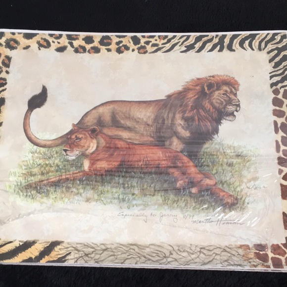 Martha Hinson signed vintage African Lion prints Circa 1997 signed art prints - Picture 4 of 4